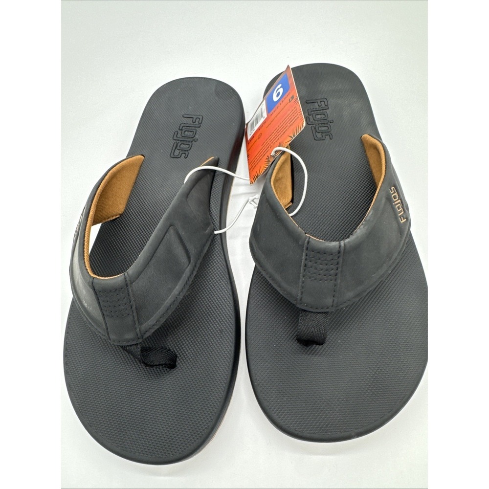 Flojos Men's Sandals Flip Flops Black Size 9 NEW